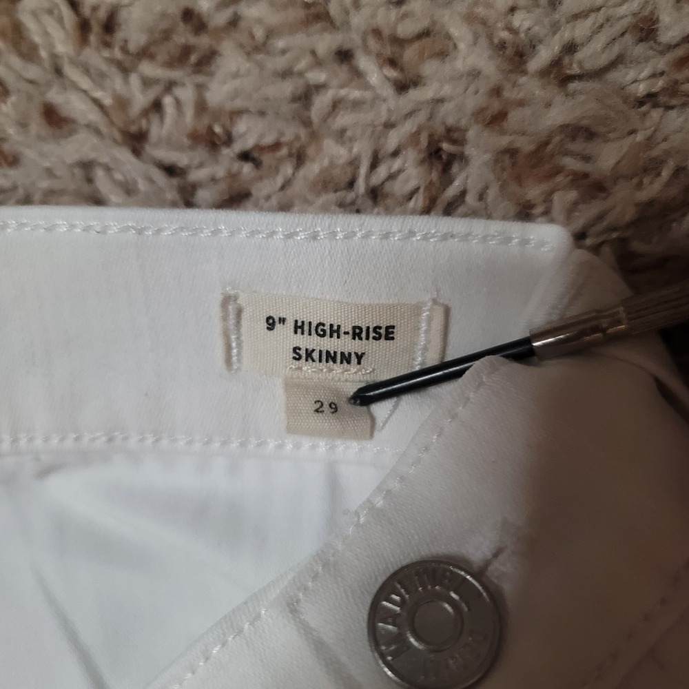 Madewell Skinny Jeans Women 29 White 9 Inch High Rise Stretch Denim Pants - Picture 4 of 12